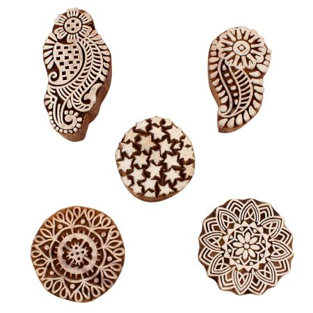 Set of 5 Piece New Mix Wooden Printing Blocks